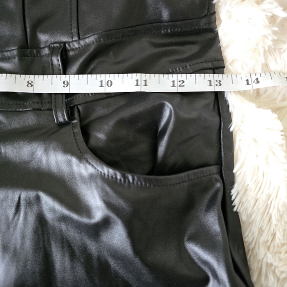 Black Faux Leather Strapless Cargo Jumpsuit size M - Picture 10 of 16